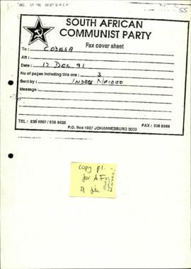 SACP re: List of delegates, advisers and support staff