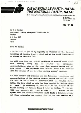 Fax from The National Party to P Gordhan