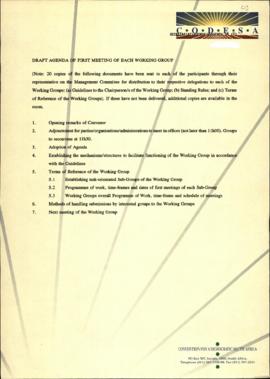 Drafts agenda for the first meeting of each Working group