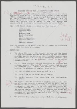 Proposed Regions for a Democratic South Africa