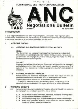 ANC Negotiations Bulletin Number 7