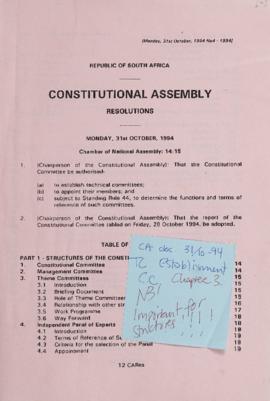 Republic of South Africa: Constitutional Assembly Resolution