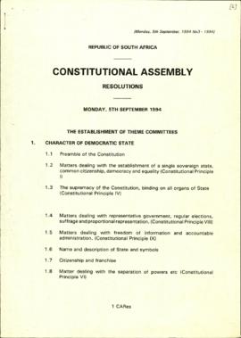 Republic of South Africa: Constitutional Assembly Resolution