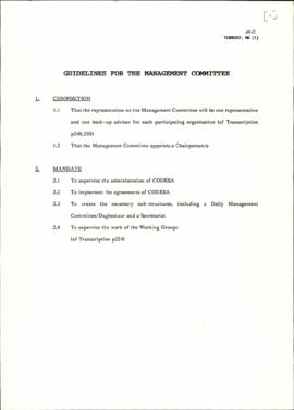 Guidelines for the Management Committee re: Composition and Mandate