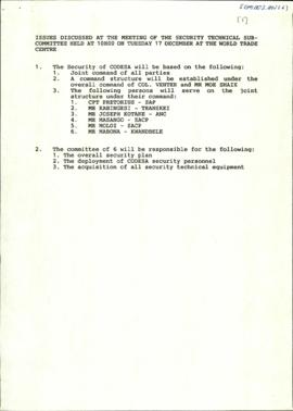 Issues discussed and notes of the meeting (minute-taker’s notes  included with copy)