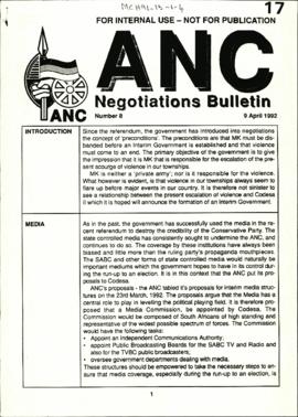 ANC Negotiations Bulletin Number 8