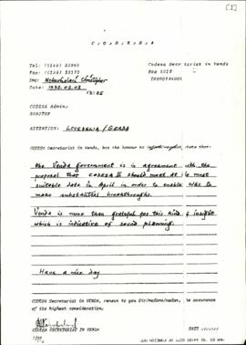 Fax from Mr Neluvhalani to Administration