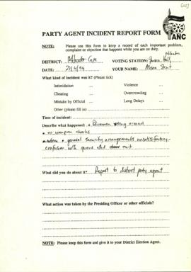 ANC Party Agent Incident Report Form