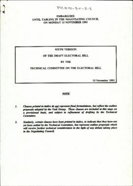 Sixth Version of the Draft Electoral Bill by the Technical Committee on the Electoral Bill