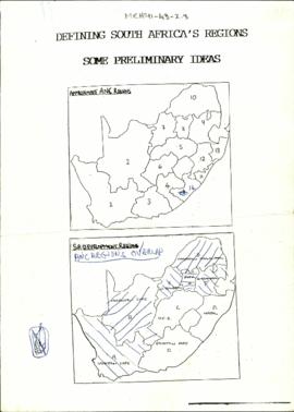 Defining South Africa's Regions: Some Preliminary Ideas