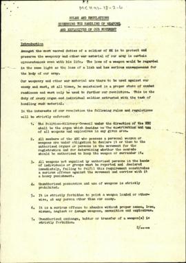 Rules and Regulations Governing the Handling of Weapons and Explosives of Our Movement