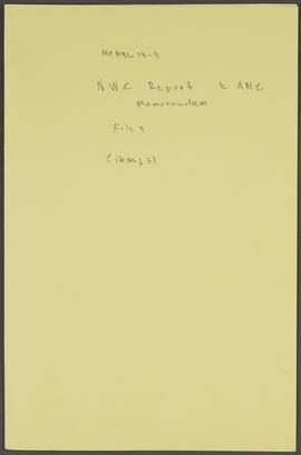 NWC Report and ANC Memorandum