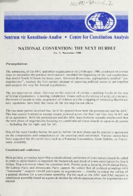 National Convention: The Next Hurdle No 5 November 1990