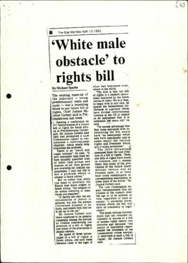 Article: “White Male obstacle” to rights bill: by M Sparks, The Star