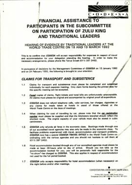 Fact Sheet to Participants in the SC on participation of Zulu King and Traditional Leaders