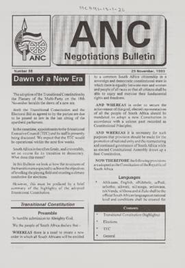 ANC Negotiations Bulletin Number 38: Dawn of a New Era