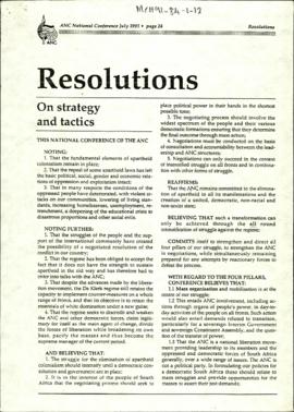 Resolutions: On Strategy and Tactics