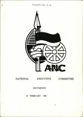 ANC National Executive Committee Documents 19 February 1992