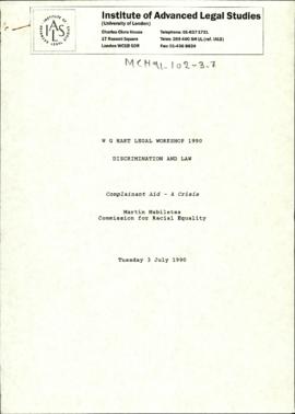 Complainant Aid - A Crises