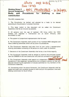 Body and Procedures for Drafting a New Constitution