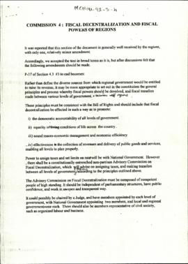 Commission 4: Fiscal Decentralization and Fiscal Powers of Regions