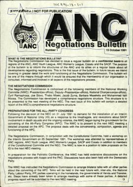 ANC Negotiations Bulletin Number 1