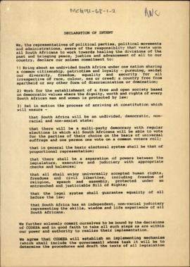 Declaration of Intent [and related document]