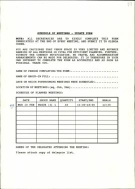 Schedule of meetings update Form