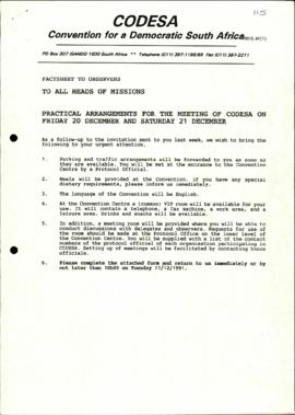 All Heads of Missions re: Practical arrangements for the plenary