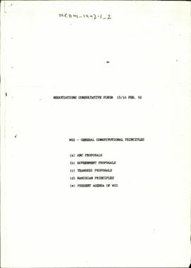Negotiations Consultative Forum 15/16 Feb. 92: WG2 - General Constitutional Principles