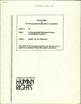A Post-Apartheid Educational System: Constitutional Provisions