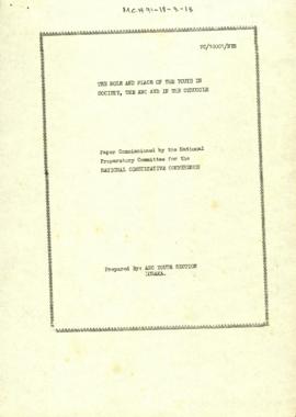 The Role and Place of the Youth in Society, the ANC and in the Struggle