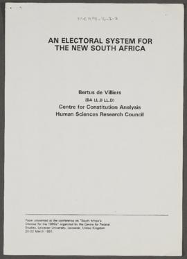 An Electoral System for the New South Africa