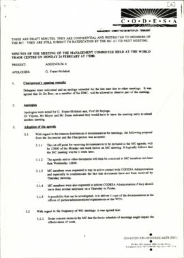 Minutes of the Management committee meeting