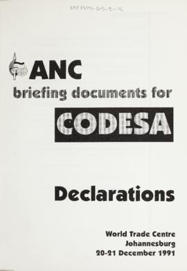 ANC briefing documents for CODESA: Declarations