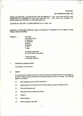 Minutes of DMC meeting on 30 March adopted at the meeting