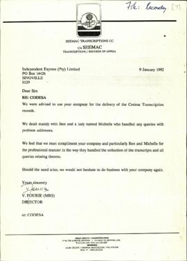 Copy of letter from Seemac to Independent Express (Pty) Ltd.