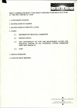 Draft Agenda for the meeting