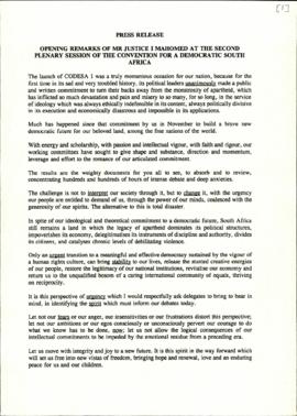 Opening remarks by Justice Mohamed (press release)