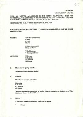 Minutes of meeting of 6 April adopted at the meeting