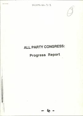 All Party Congress: Progress Report
