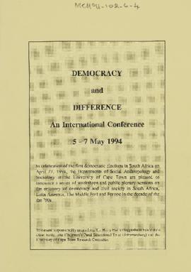 Democracy and Difference: An International Conference