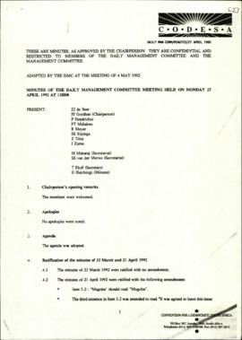 Minutes of 27 April adopted at the meeting