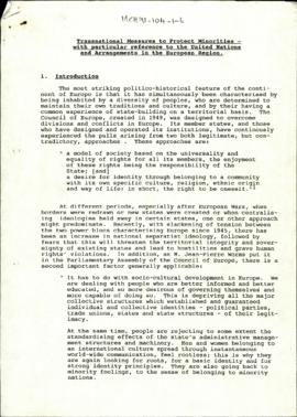 Transnational Measures to Protect Minorities - with particular reference to the United Nations an...