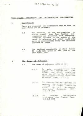 Time Frames, Monitoring and Implementation Sub-Committee