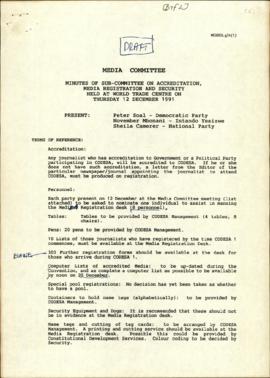 Media Committee – Draft Minutes of Sub-Committee on Accreditation, Media Registration and security