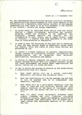 Declaration of Intent, Draft no. 1