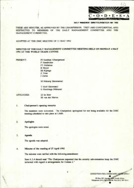 Minutes of meeting on 4 May adopted at the meeting