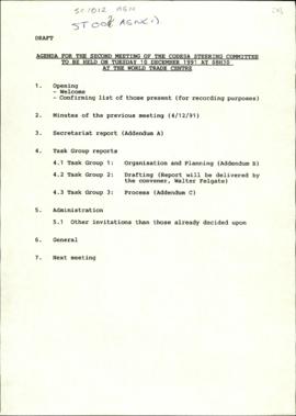 Draft Agenda for the second meeting of the CODESA Steering Committee meeting