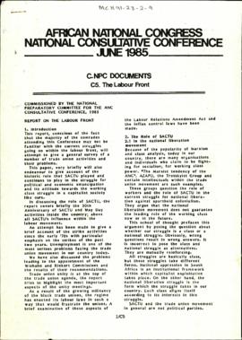 African National Congress National Consultative Conference June 1985 C NPC Documents C5: Report o...